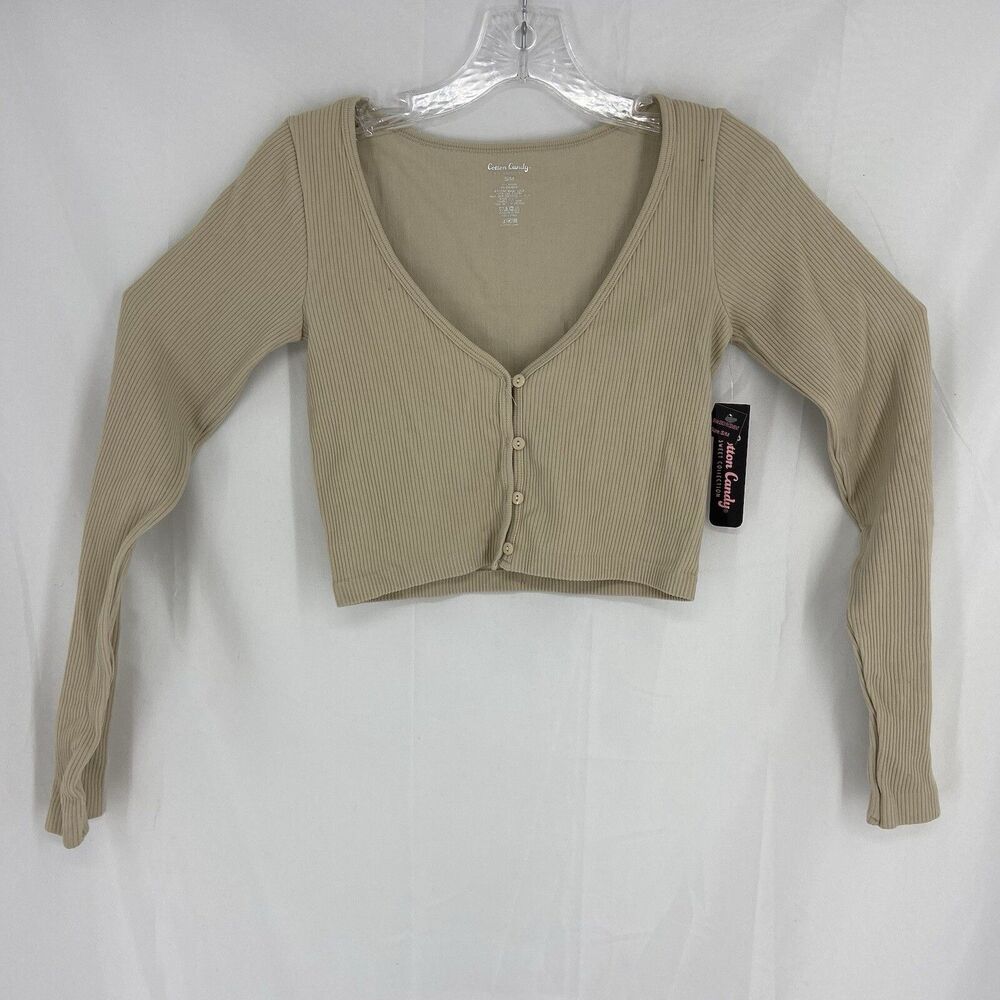 Cotton Candy SZ S/M Brown Ran Women Crop Top Sweater